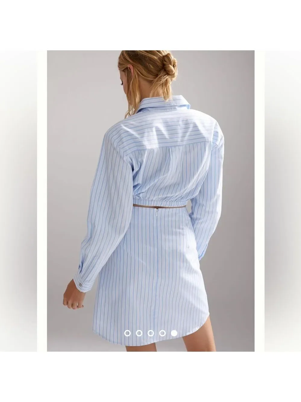 NEW Maeve Anthropologie Two Piece Shirt and Skirt Set Blue White Stripe Size 12